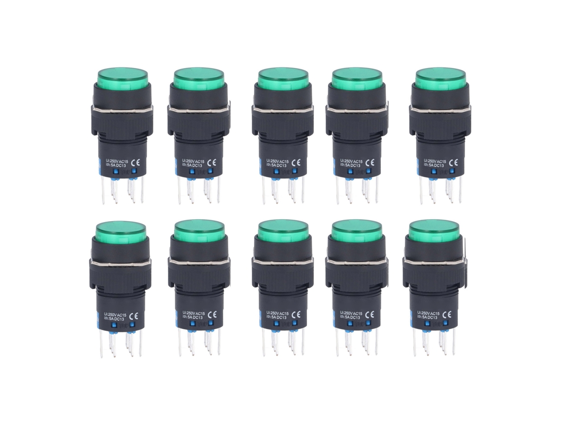 Interruptor Push button Auto bloqueio Instantâneo 8 Pinos 24v Luz