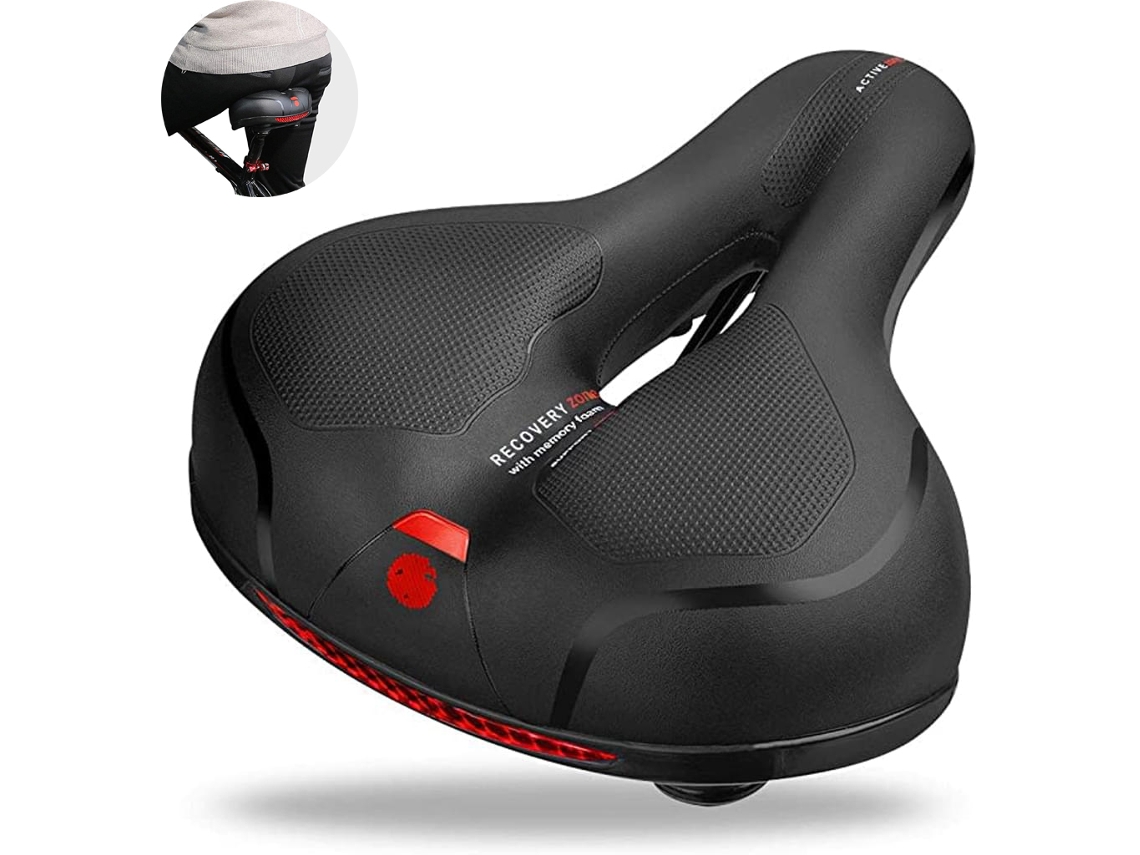 KOFIHETY Eleve Sua Jornada De Ciclismo, Assento De Bicicleta Com Mola Dupla Absorvente, Almofada De Espuma Viscoelástica Com Formato Ergonômico, Superfície À P