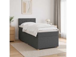Vidaxl Cama Box Spring Com Colchão Cinzento-escuro 100 X 200 Cm Tecido