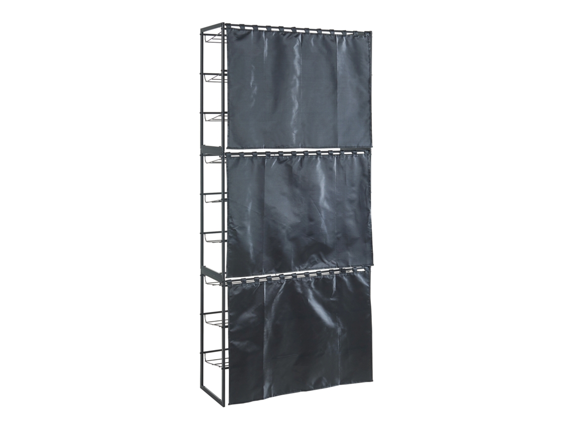 Conjunto de 3 Sapateiras Sel com Cortina Preto [EN.CASA]