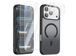 Conjunto De Capa Magsafe Para Iphone 17 Pro Max Com 2 Vidros Temperados E 2 Vidros Para A Câmara