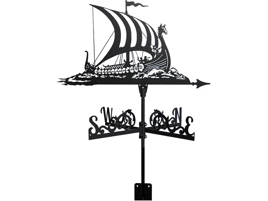 2026 veleta de Metal para Jardín Y Exteriores Linjou Barco Vikingo Indicador de Dirección Del Viento Decoración Exterior