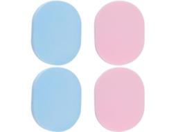 Conjunto De 4 Esponjas Faciais Em 2 Cores - Esponja Facial Oval Reutilizável - Almofada Facial Rosa E Azul - Esponja Desmaquilhanli