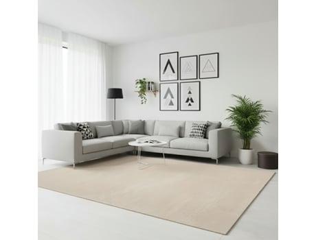 Rugura - Tapete Moderno Para Sala De Estar, Liso, Lavável, Antiderrapante, Pelo Curto, Macio, 200x290 Cm, Bege