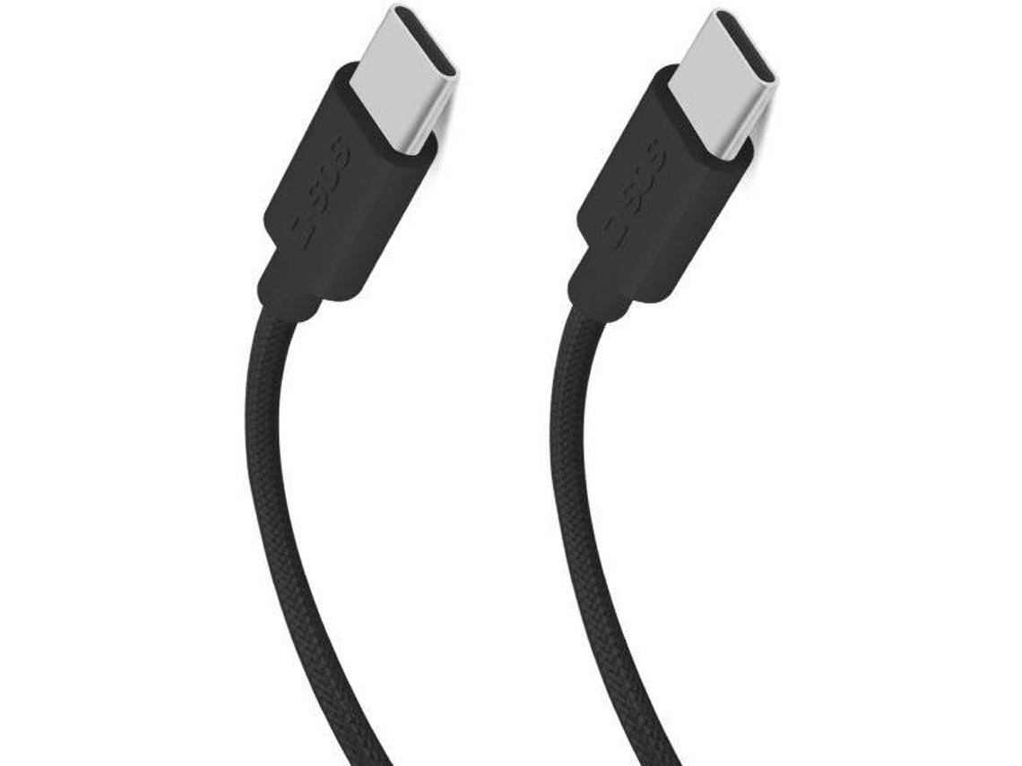 Cabo SBS Tecido Dados E Carga (USB-C - USB-C - 1,5M - Preto)