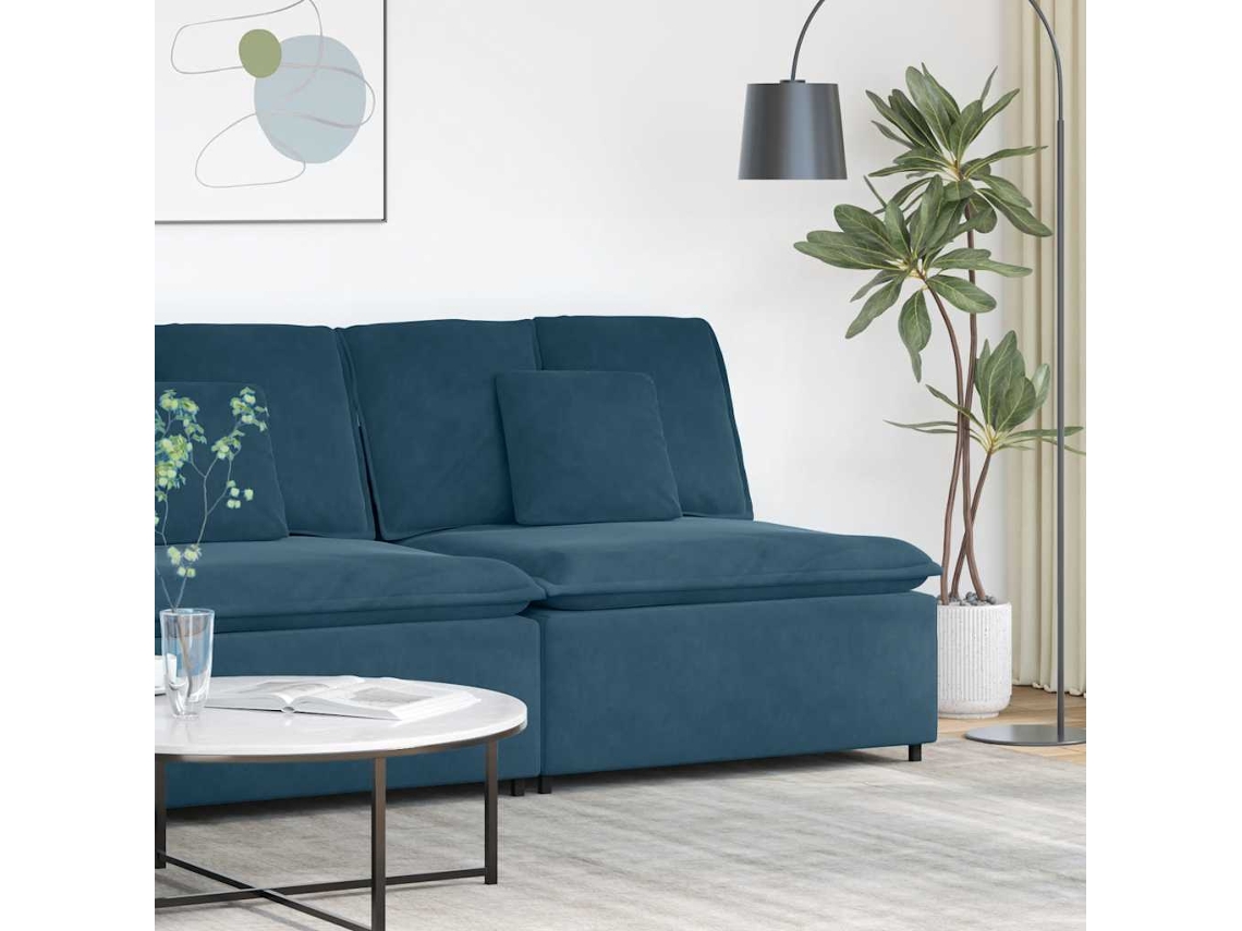 Vidaxl Módulo Central Para Sofá Modular Com Almofadas Azuis, 100 Cm