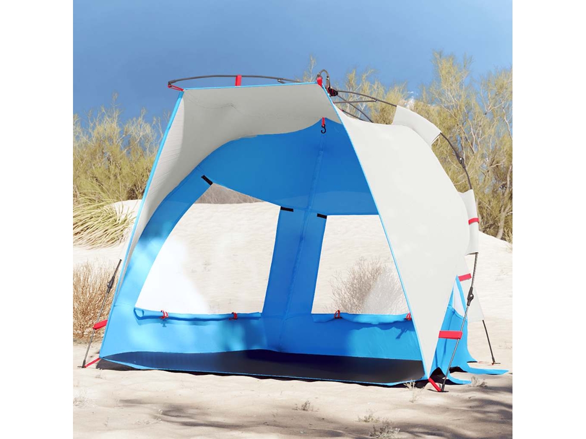 Vidaxl Tenda Praia 2 Pessoas Libertação Rápida Impermeável Azul Ciano