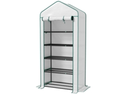 Fogão Brancas Resistente de 5 Vias com 1 Suporte com Zíper Anti-UV e Prateleiras 90x49x193 cm