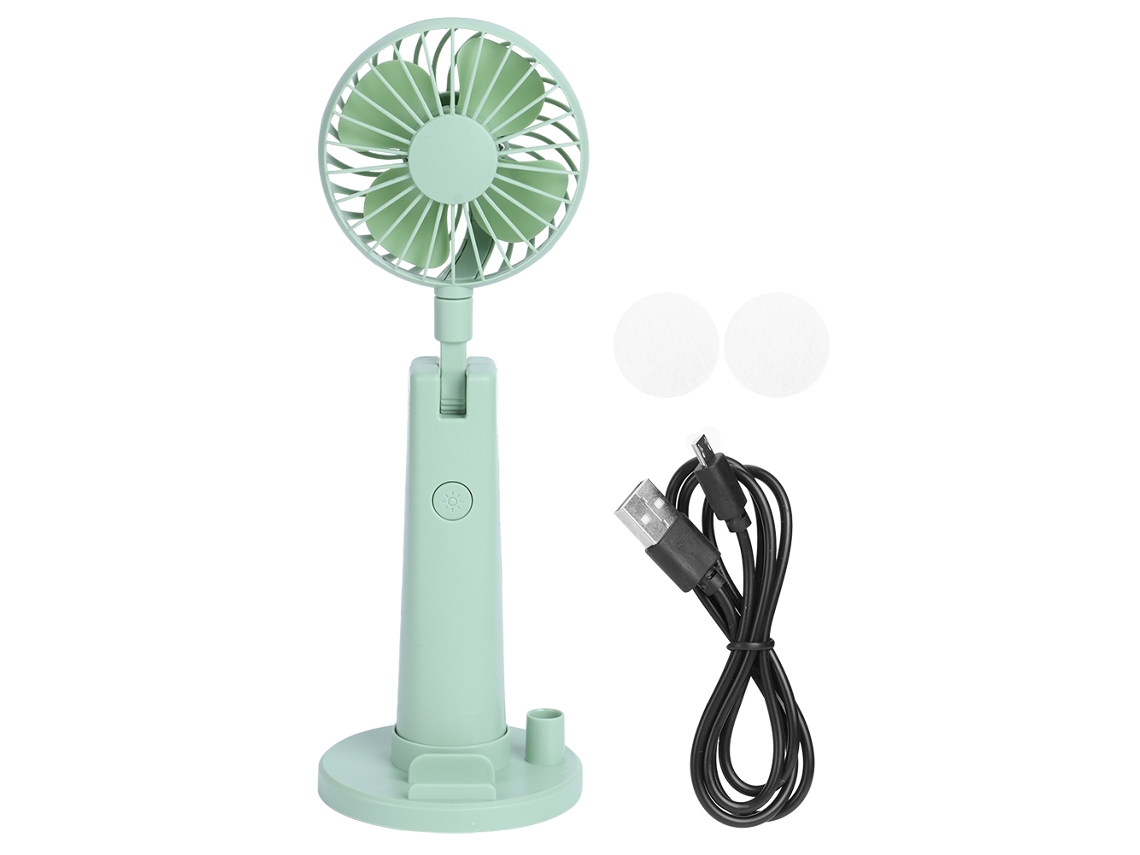 Ventilador Portátil Laxiscreed Com Usb Recarregável, 3 Velocidades, Suporte Para Celular E Espelho De Maquiagem
