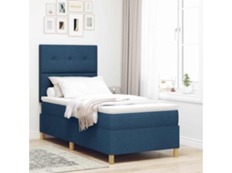 Vidaxl Cama Box Com Cabeceira Azul 80 X 200 Cm Tecido