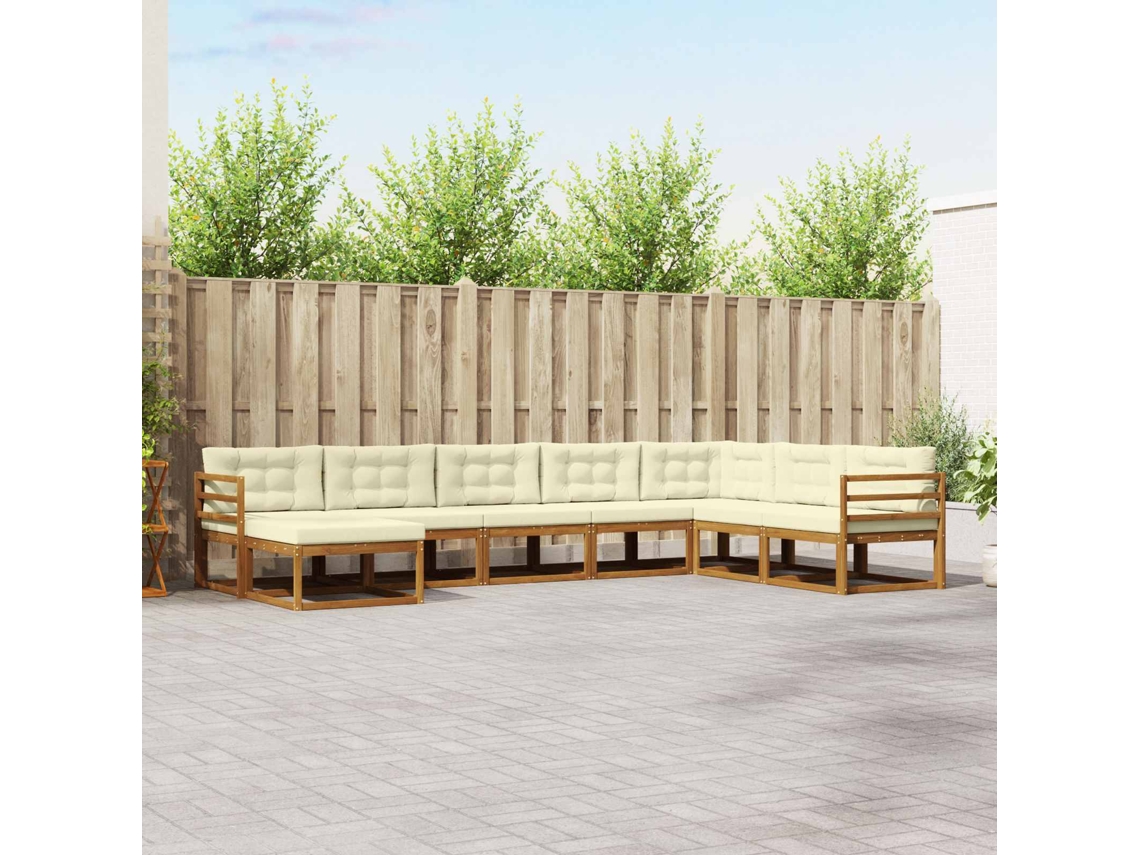 Vidaxl Conjunto De Sofás Para Exterior 8 Unid. Natural E Creme