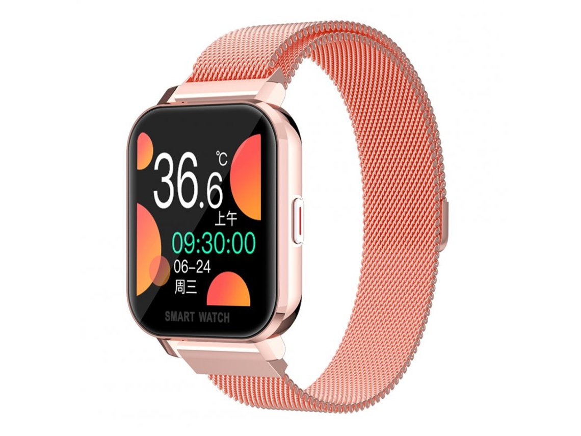 Smartwatch Multifuncional Compatível com Ios Android Rosa Cinto de Aço