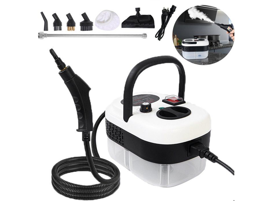 2500w Nettoyeur Vapeur, Avec 5 Têtes De Brosse, Réglables Sur 6 Niveaux, Pour Nettoyer La Saleté, La Graisse Et La Poussière, Noir