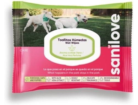 Toalhitas para Cães  Sanilove Wipes Aloe Vera Fun Perfume