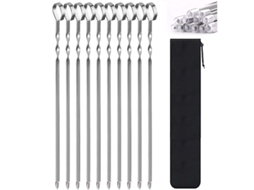 Pinchos De Barbacoa De Acero Inoxidable Planos Reutilizables Para Fiesta 2025