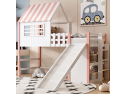 Cama Sótão Infantil 90x200 Com Escada Escorregador E Armários