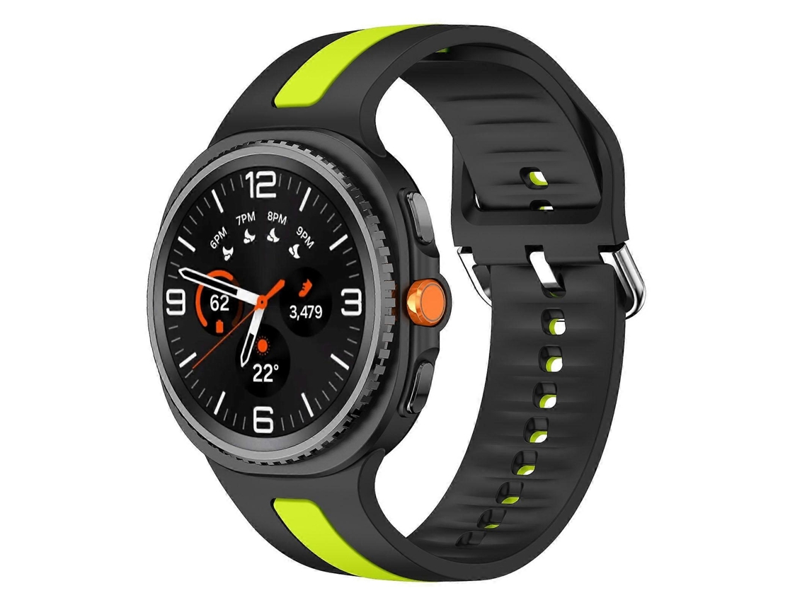 Pulseira De Silicone Bicolor Com Listras Verticais E Fivela Prateada Para Samsung Galaxy Watch8 / Watch8 Classic