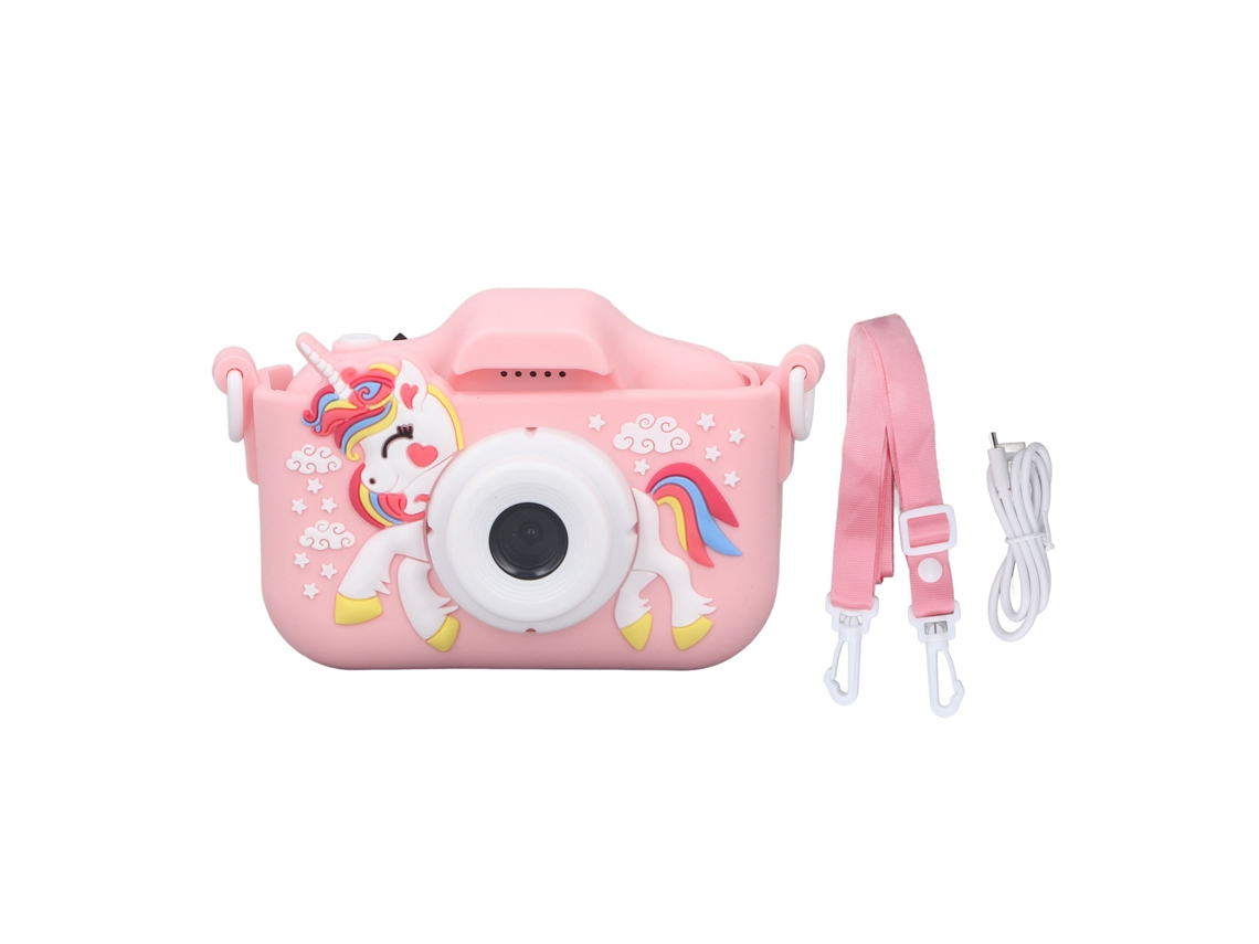 Brinquedo Câmera Infantil Digital Com Padrões De Desenhos Animados Cute Portátil Rosa