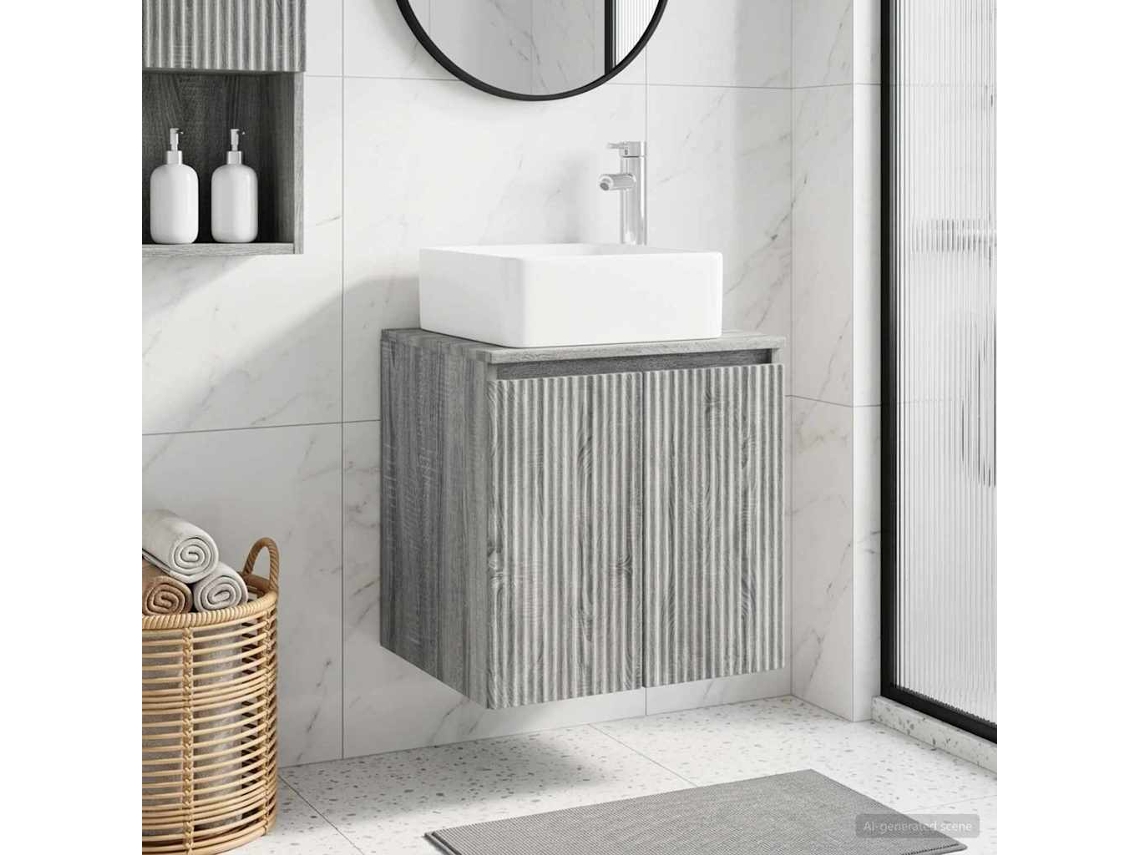 Vidaxl Vaidade Com Pia Suspensa Sonoma Cinzento 49,5 X 41 X 63 Cm