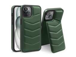 Suporte Casa Bloqueio Rfid Para Iphone 15 Plus Pele Sintética Com Porta-cartões Verde