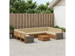 Vidaxl Conjunto De Sofás Para Exterior 10 Unid. Natural E Bege