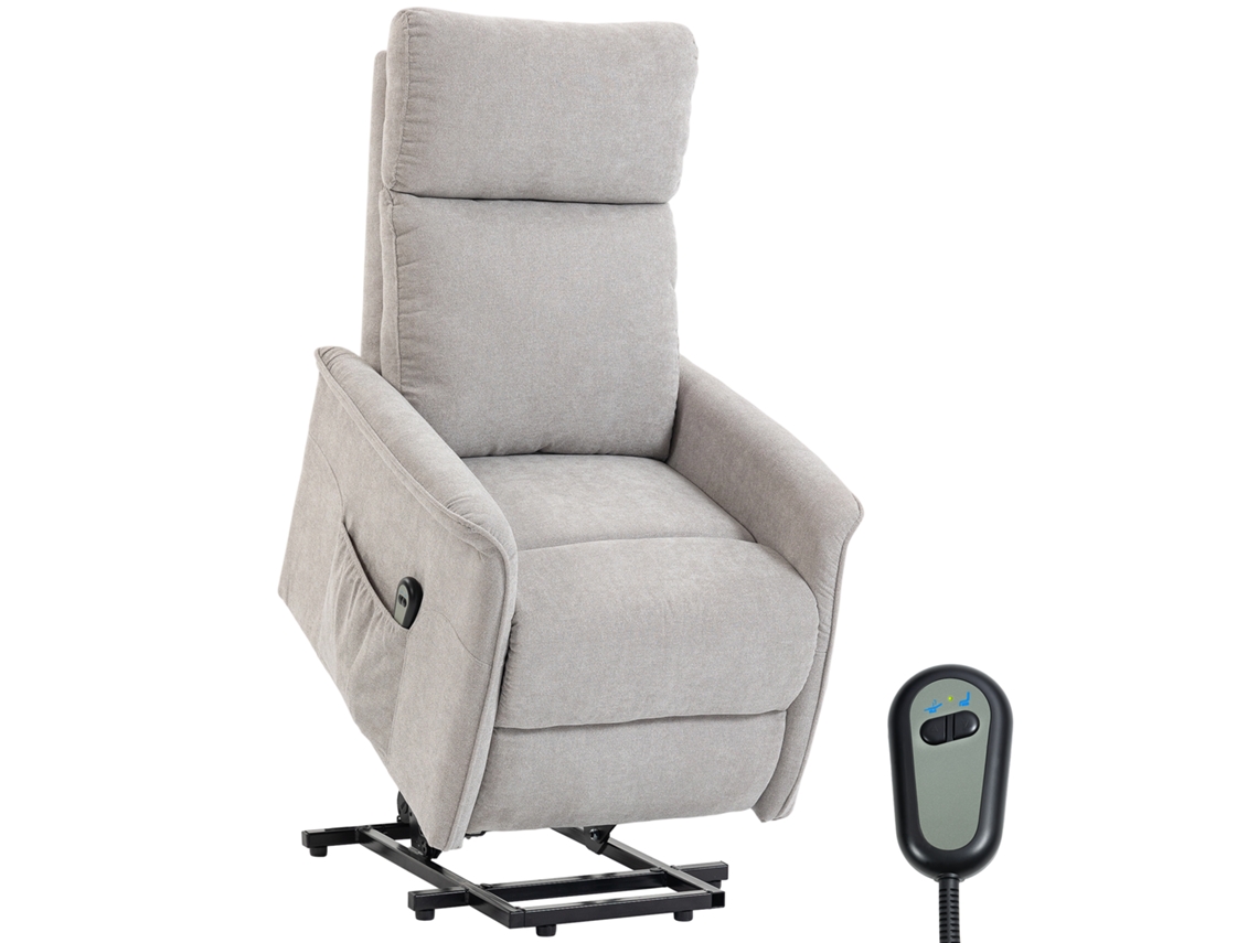 Poltrona elétrica reclinável, poltrona elétrica reclinável em chenille com almofada de molas, encosto reclinável, cinza