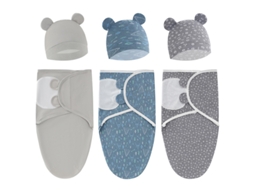 Saco Swaddle Bebê 3 Peças EIFSON Algodão com Capuz 0 3 Meses (03)