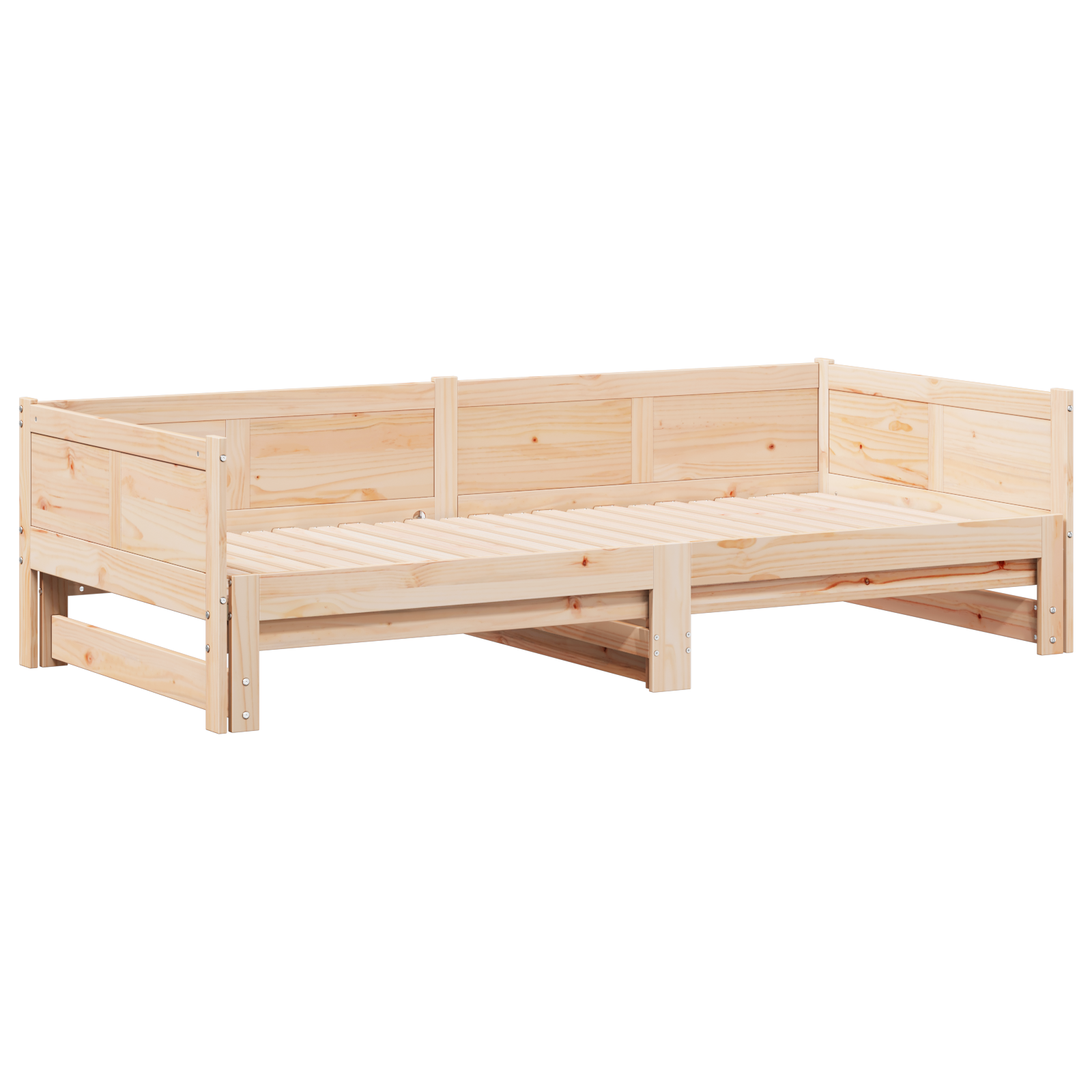 Conjunto 1 Estrutura De Cama Auxiliar Vidaxl Castanho Madeira De Pinho Maciça (203,5 X 184 X 56,5 Cm)