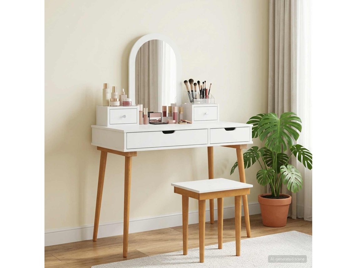 Vidaxl Conjunto De Mesa De Vestir Fauske 5 Unid. Branco
