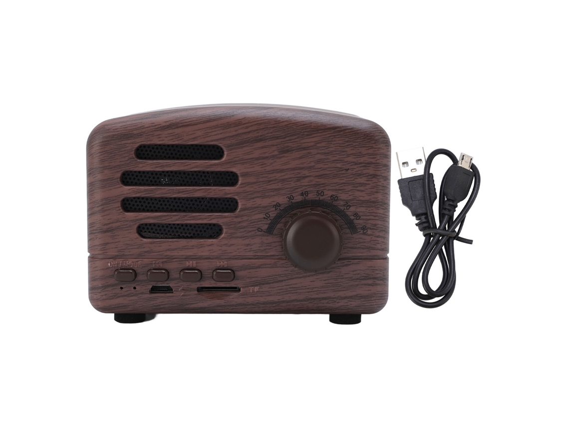 Mali caixa de Som Retro Portátil Bluetooth Recarregável com Redução de Ruído para Quarto Festa Ao Ar Livre Marrom
