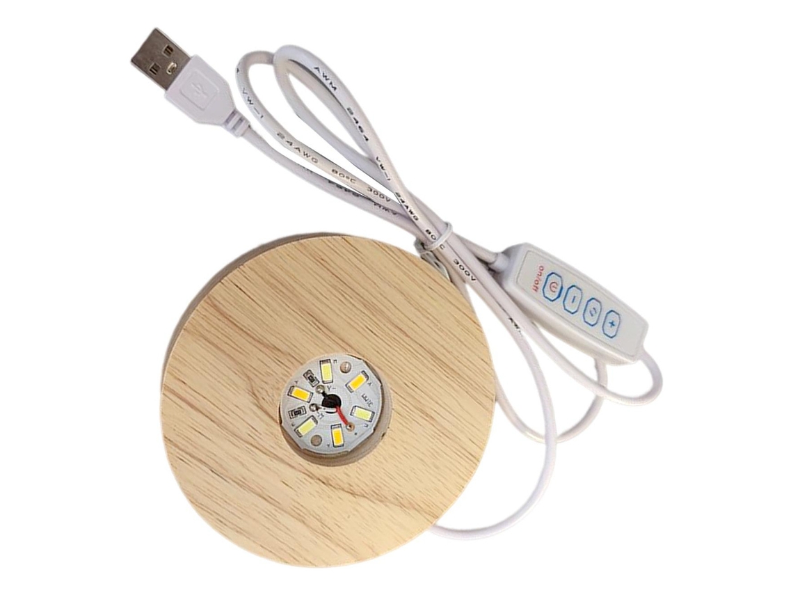 Base De Exibição De Luz De Madeira, Plugue Usb 8cm X 2cmslowmoose