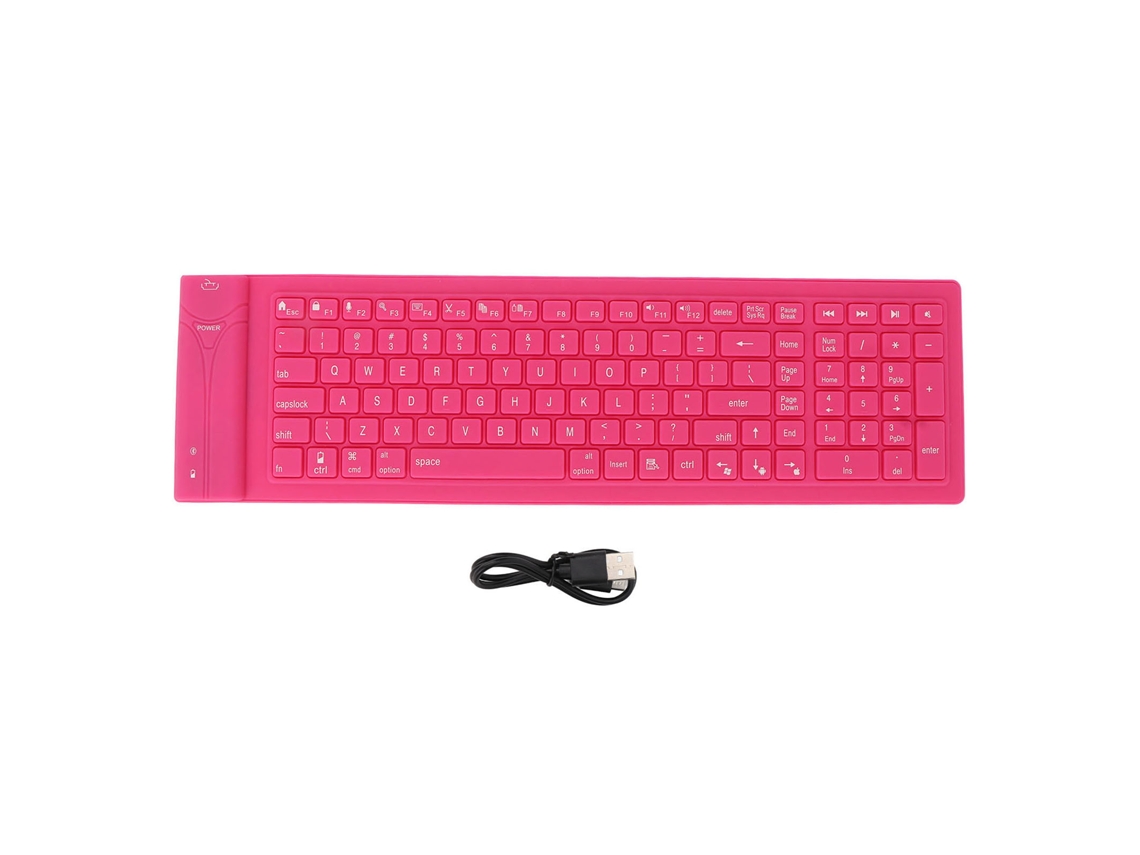 Teclado Silicone Plegable Rosa Impermeable Y Silencioso