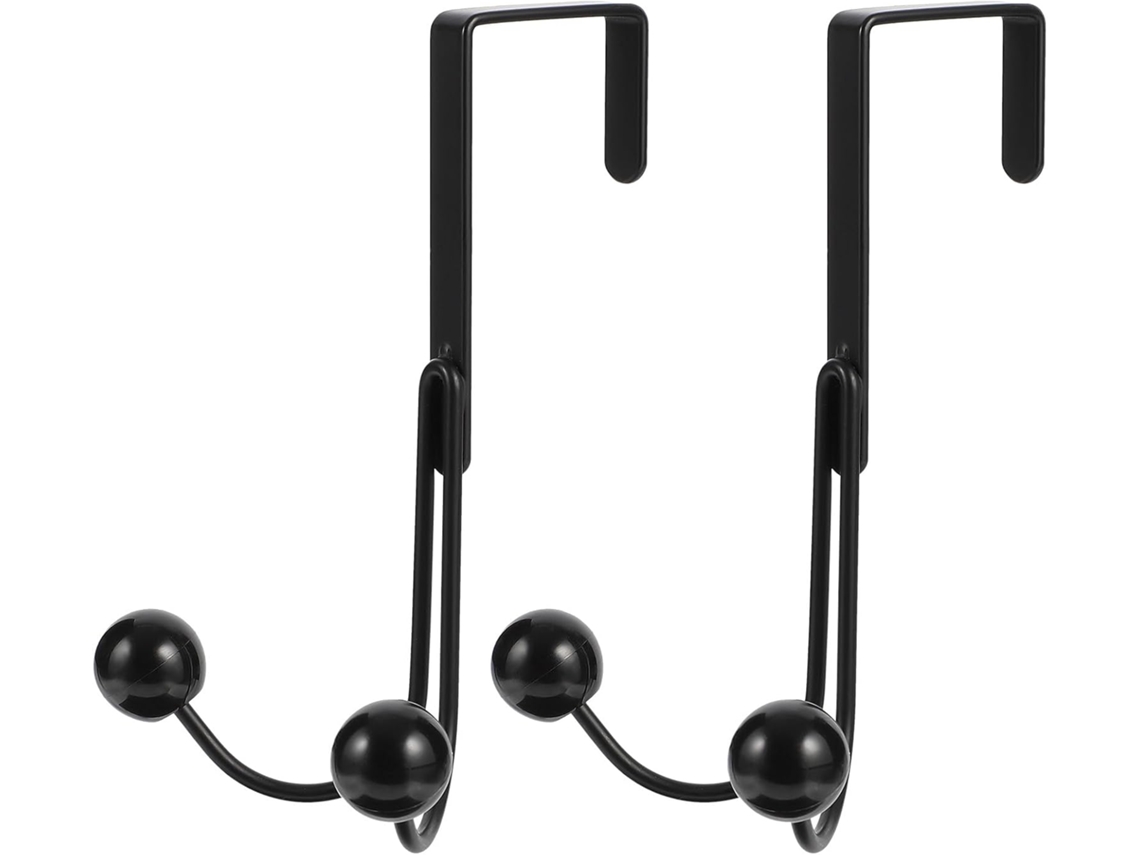 Conjunto De 2 Ganchos Multifuncionais De Metal Preto Fosco, Necessidade De Furar, Portas