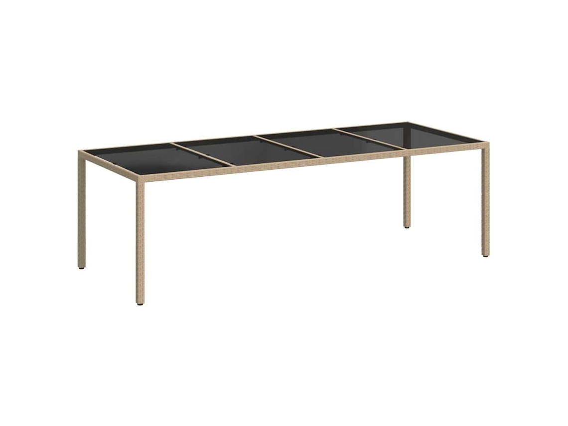 Maison Exclusive - Mesa De Jardim 250x100x75 Cm Vidro Temperado E Vime Pe Bege
