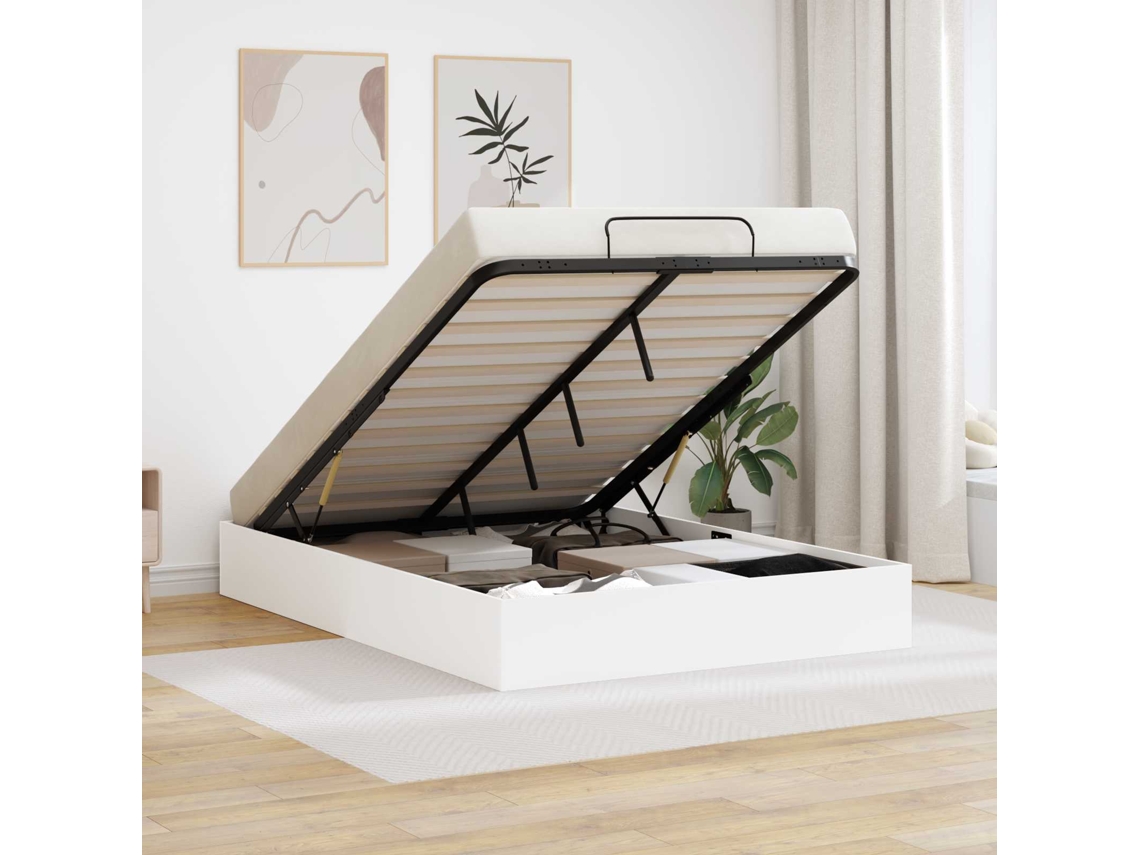 Vidaxl Estrutura de Cama Ottoman Branco 203 X 150 X 25 Cm