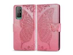 Capa De Couro Com Aba Horizontal, Estampa De Borboleta E Flor Em Relevo, Com Suporte, Compartimento Para Cartão, Função Carteira E Cordão Para Huawei
