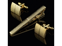Conjunto Gravata E Botões Manga Design Minimalista Dourado Niquelado