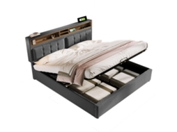 Cama Estofada 140x200 com Porta Usb e Cabeceira PAPRIKA