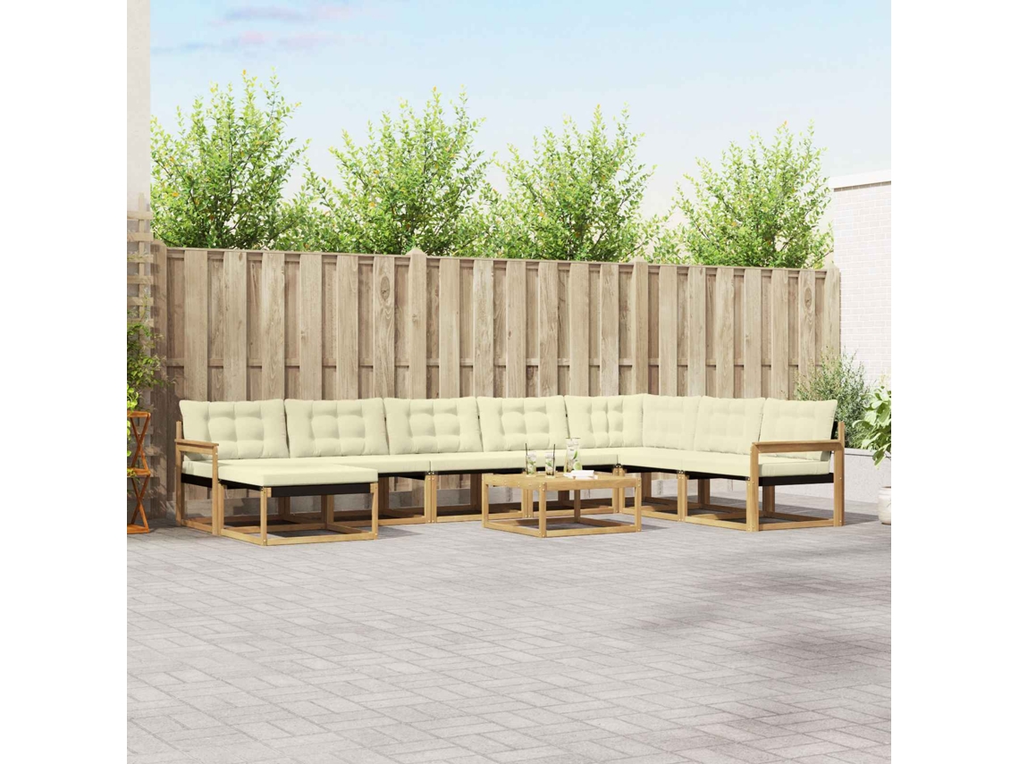 Vidaxl Conjunto De Sofás Para Exterior 9 Unid. Branco E Creme