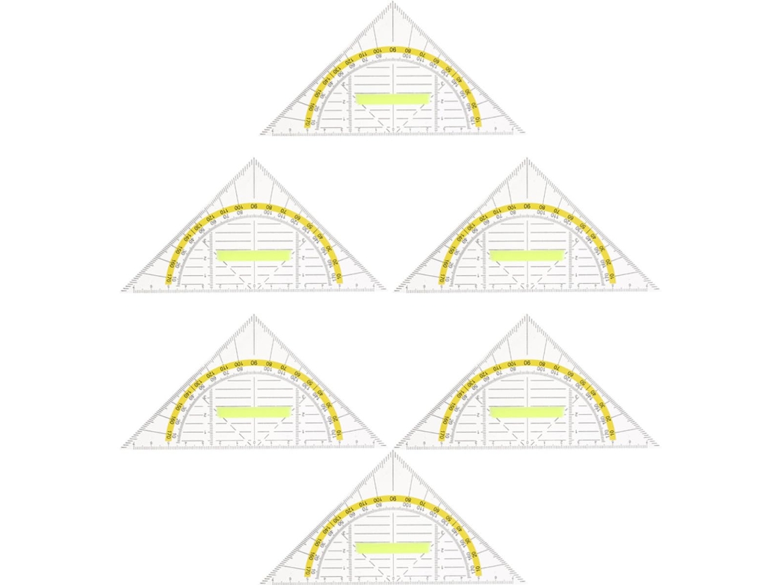 Conjunto De 6 Réguas Triangulares Multifuncionais Plástico, Fáceis De Identificar, Ideais Para Estudantes E Designers Em