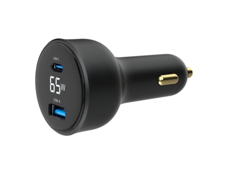Cargador Rapido Para Coche Gembird Usb De 2 Puertos, Tipo C Pd, Lcd, 65 W,negro