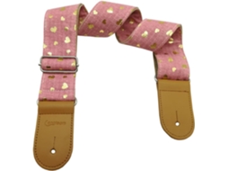 Correia para Guitarra Feminina, Alça Rosa de Algodão com Estampa de Coração, para Guitarra Elétrica, Violão, Baixo e Outros AQUAFORGE