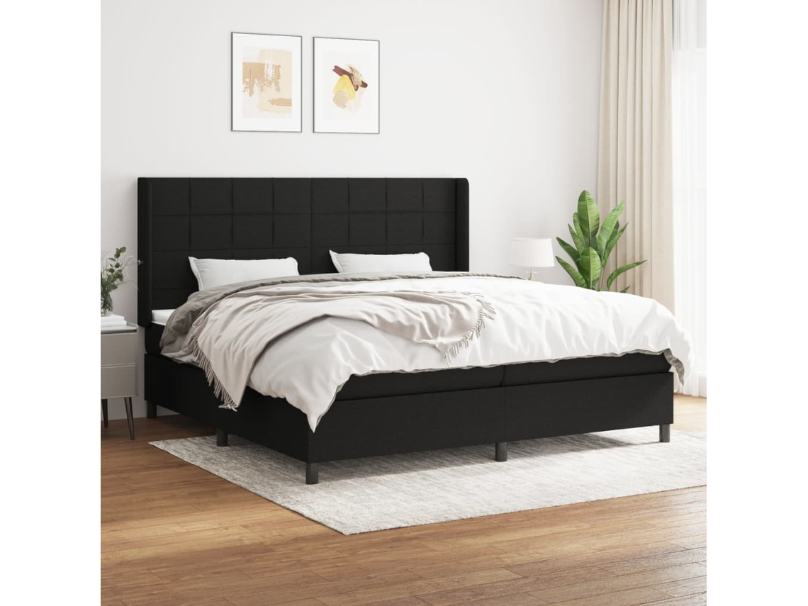 Vidaxl Cama Com Molas/colchão 200x200 Cm Tecido Preto
