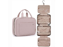 Bolsa de Aseo Viajera, Linjou, Gancho, Impermeável, Cosmética, Recipientes, Tamanho Completo, Rosa