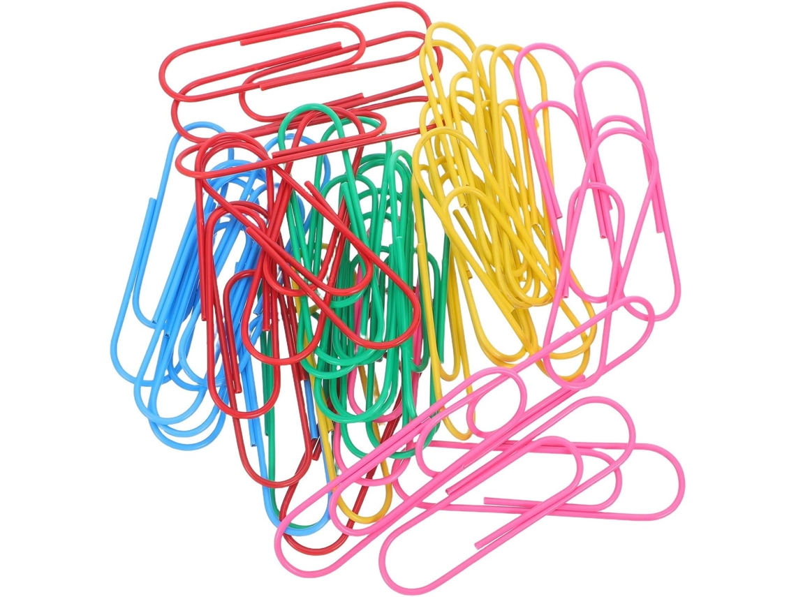 Clips de papel metálicos Kallory, pacote com 100 unidades de capacidade extra grande, design simples e uso versátil.