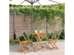 Vidaxl 3 Pcs Conjunto De Bistrô Vime Pe E Madeira Maciça Cinzento