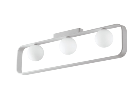 Candeeiro de Teto Roxy em Alumínio Branco com Difusores de Vidro Três Lâmpadas G9