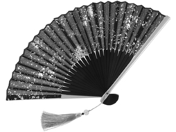 Leque Dobrável Tradicional Chinês 1 Acabamento Estanho Efeito Prateado Acessório Vintage Portátil Dança GOKOCO