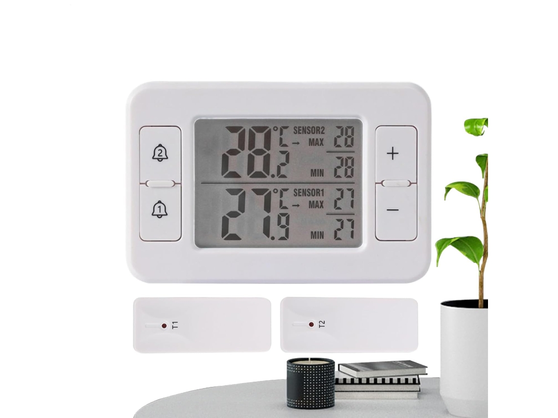 Termômetro Sem Fio Para Geladeira, Monitor Digital De Temperatura Para Freezer Com Sensor Duplo, Eletrodoméstico De