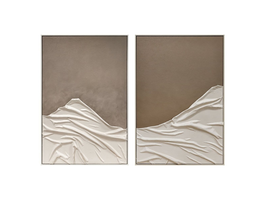 Pintura Home Esprit Branco Bege Moderno Urbana 83 X 4 X 123 Cm (2 Unidades)